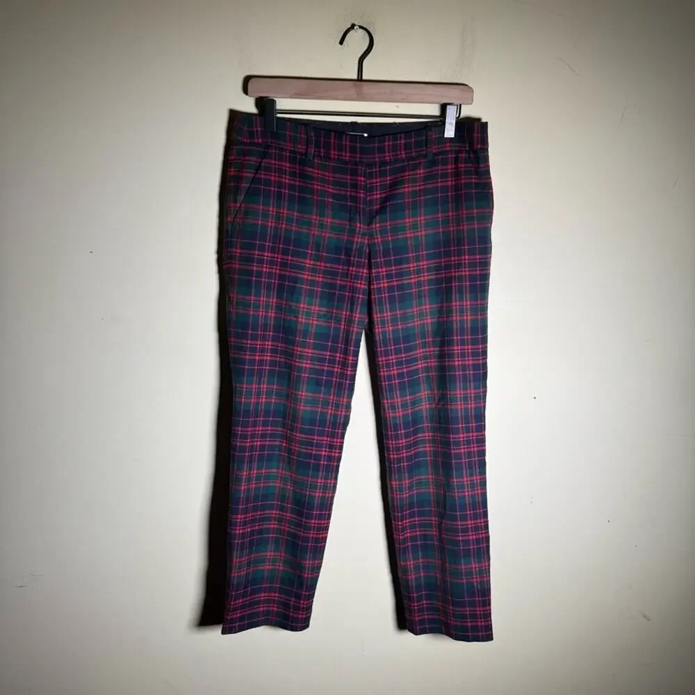 J.CREW wool blend plaid preppy holiday wear pixie trousers 6